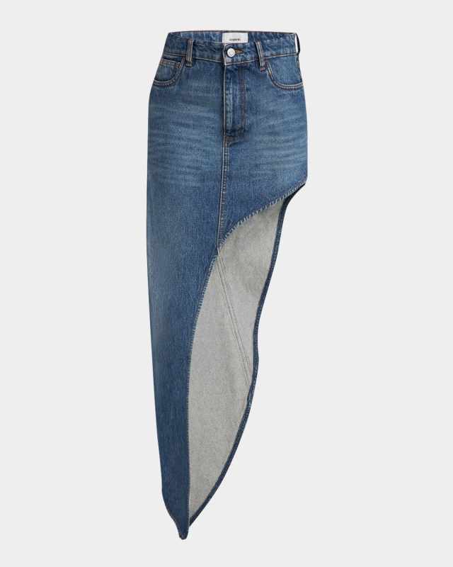One-Leg Maxi Denim Skirt